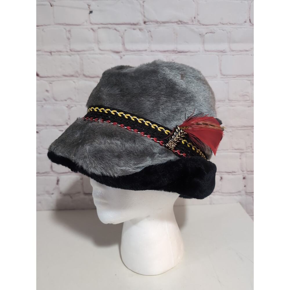 Vtg United Hatters Cap UNION MADE USA 1950’s Brown Faux Fur Bavarian Hat SZ L